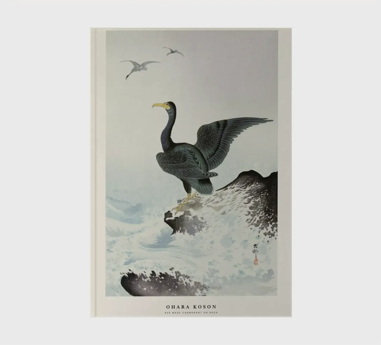 Koson - Red Mask Cormorant on Rock notebook by Vintage by JUNIQE