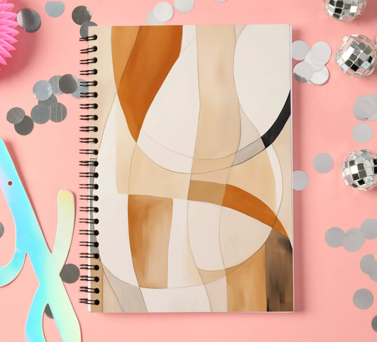 Abstract shapes in brown colours spiral notebook by Imagine