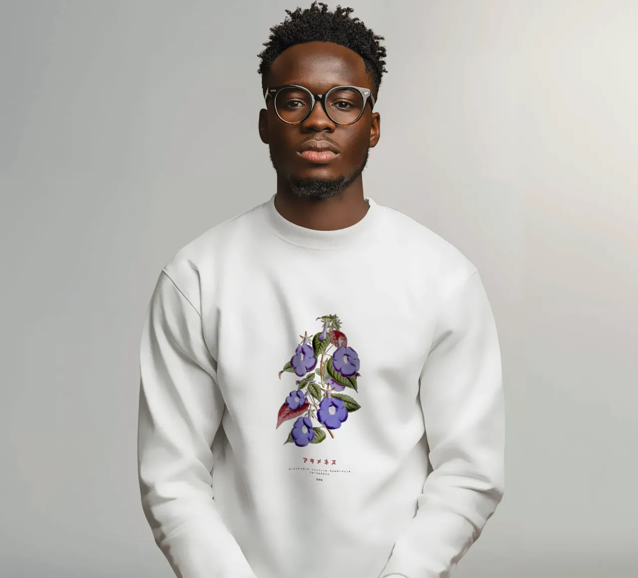 Blauwe trompetrank Japanse bloem sweatshirt van Vintagrafica
