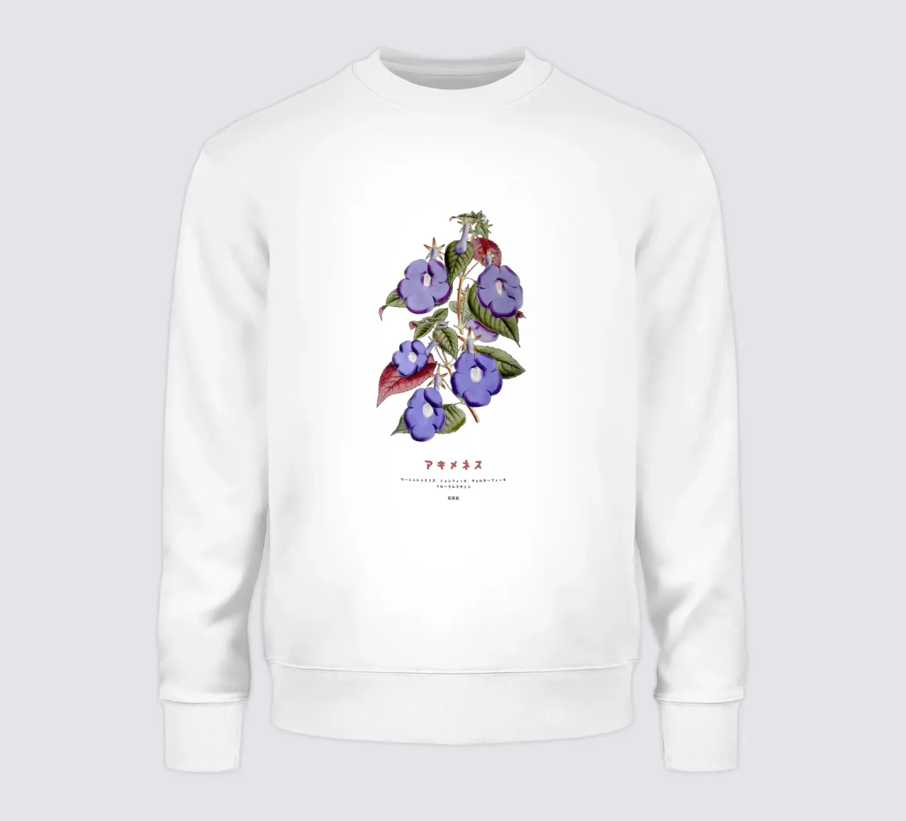 Blauwe trompetrank Japanse bloem sweatshirt van Vintagrafica