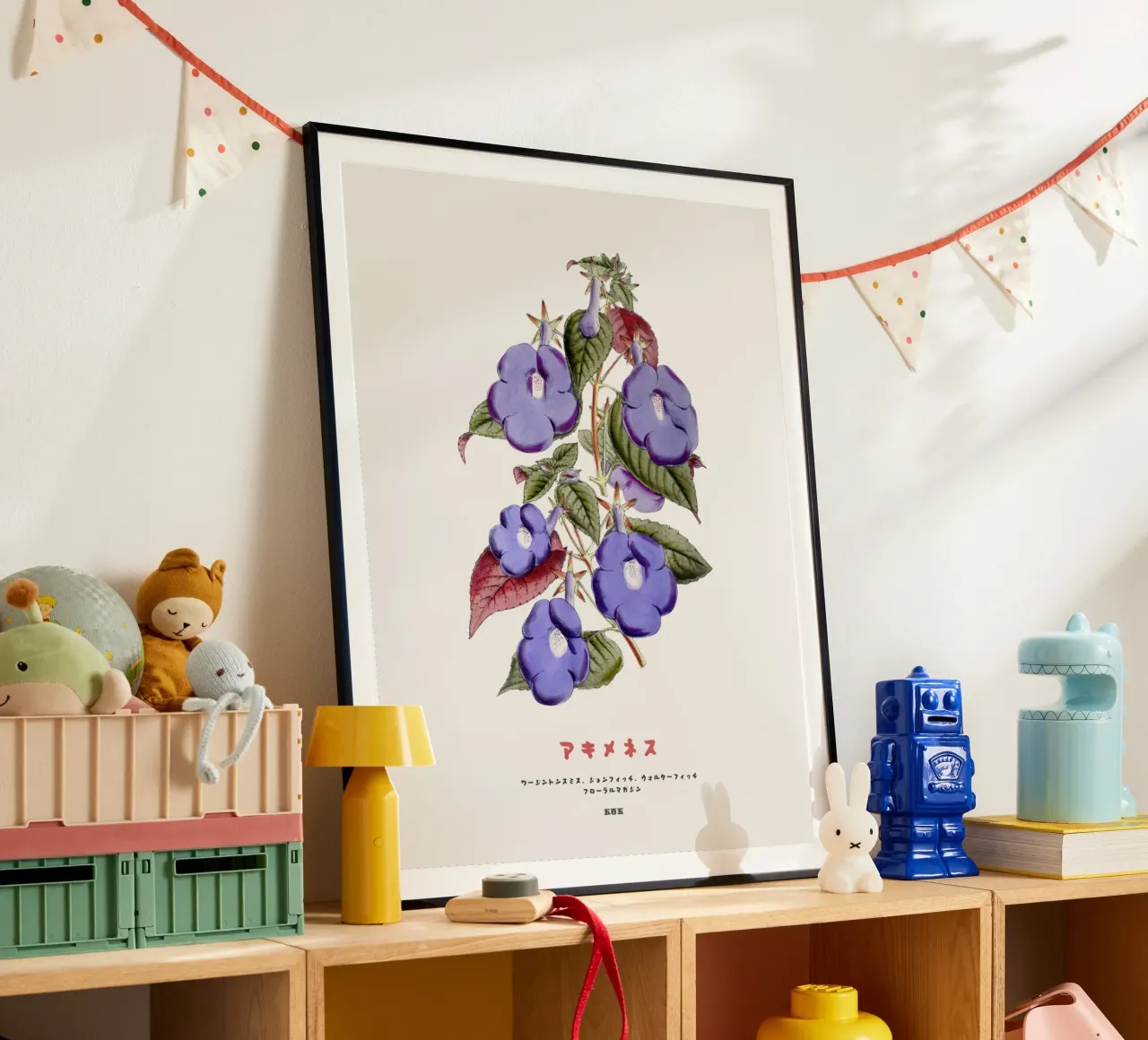 Vite a tromba blu Fiore giapponese poster da Vintagrafica