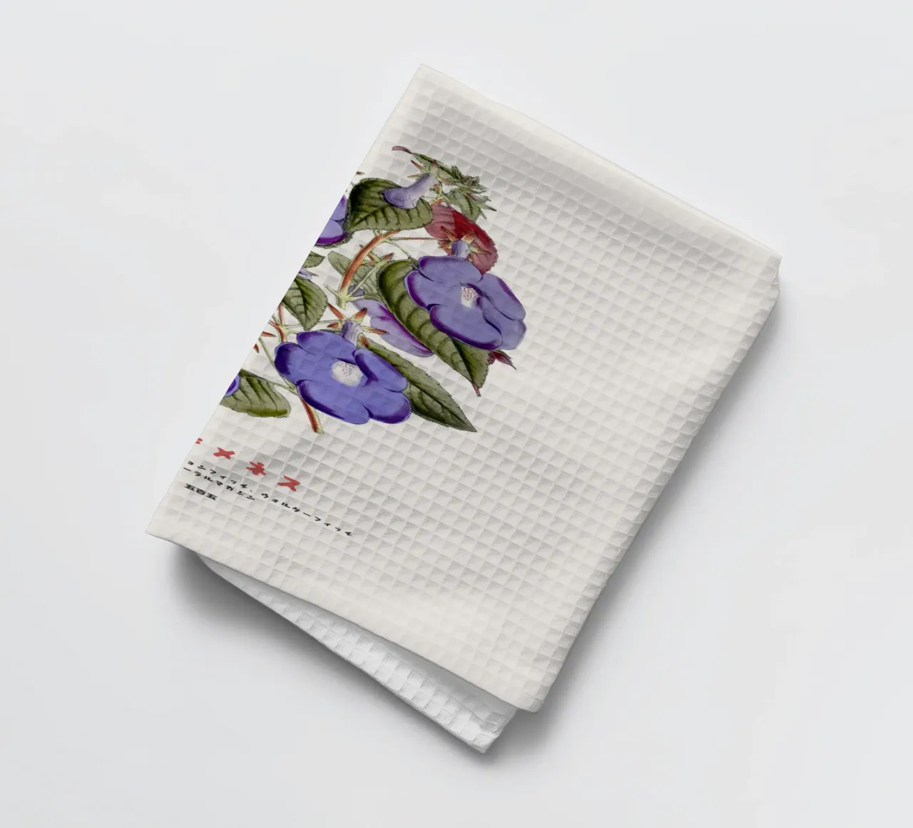 Vigne à trompette bleue Fleur japonaise torchon de Vintagrafica
