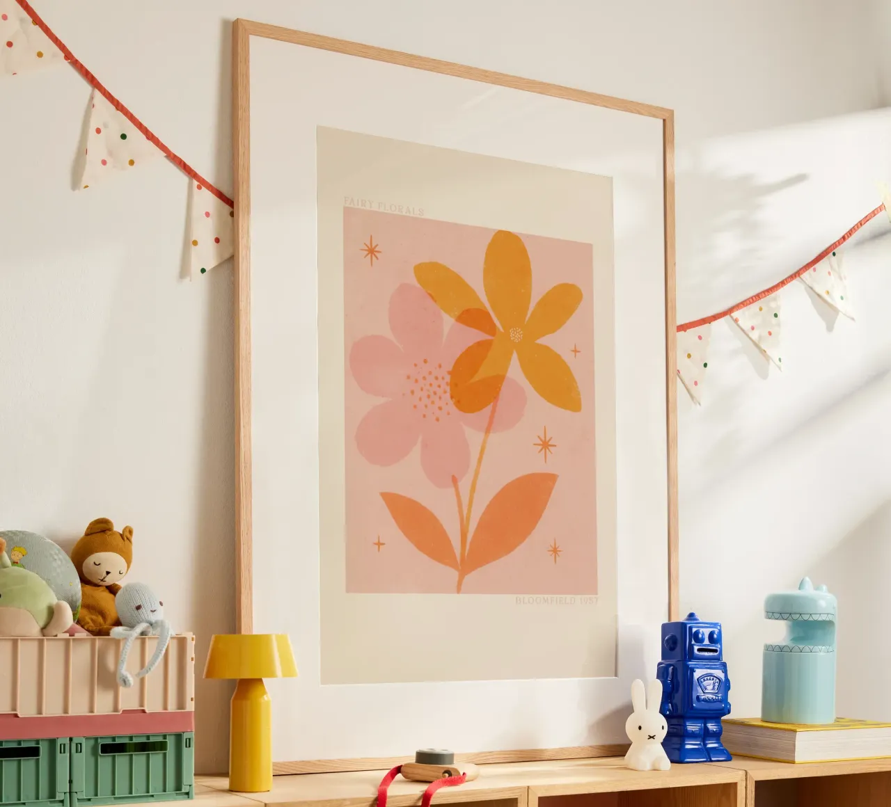 Fairy Florals No 02 poster con telaio in legno da treechild