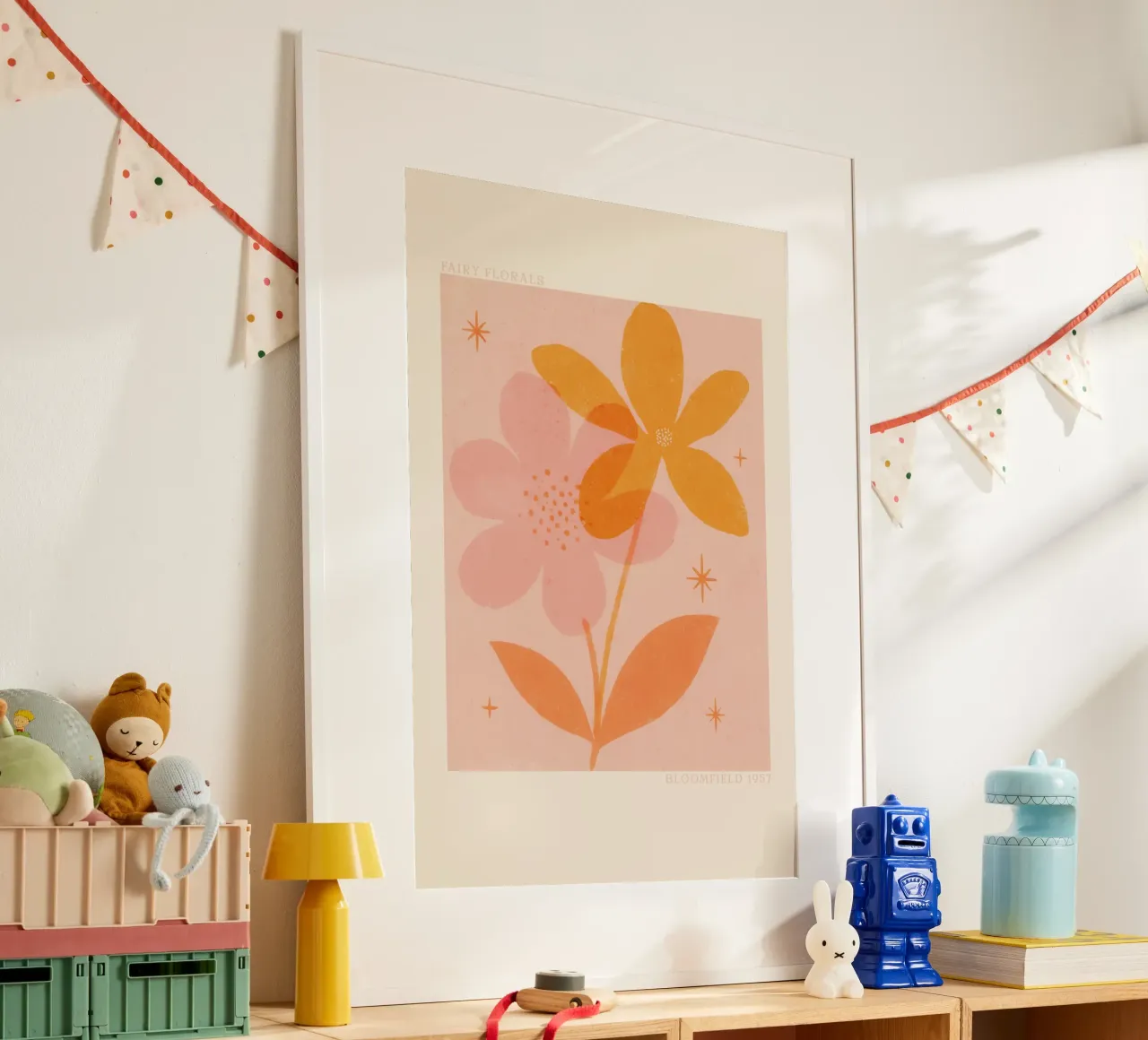 Fairy Florals No 02 poster con telaio in legno da treechild