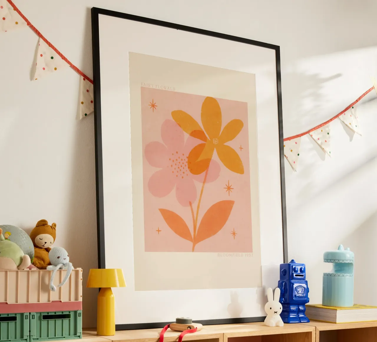 Fairy Florals No 02 poster con telaio in legno da treechild