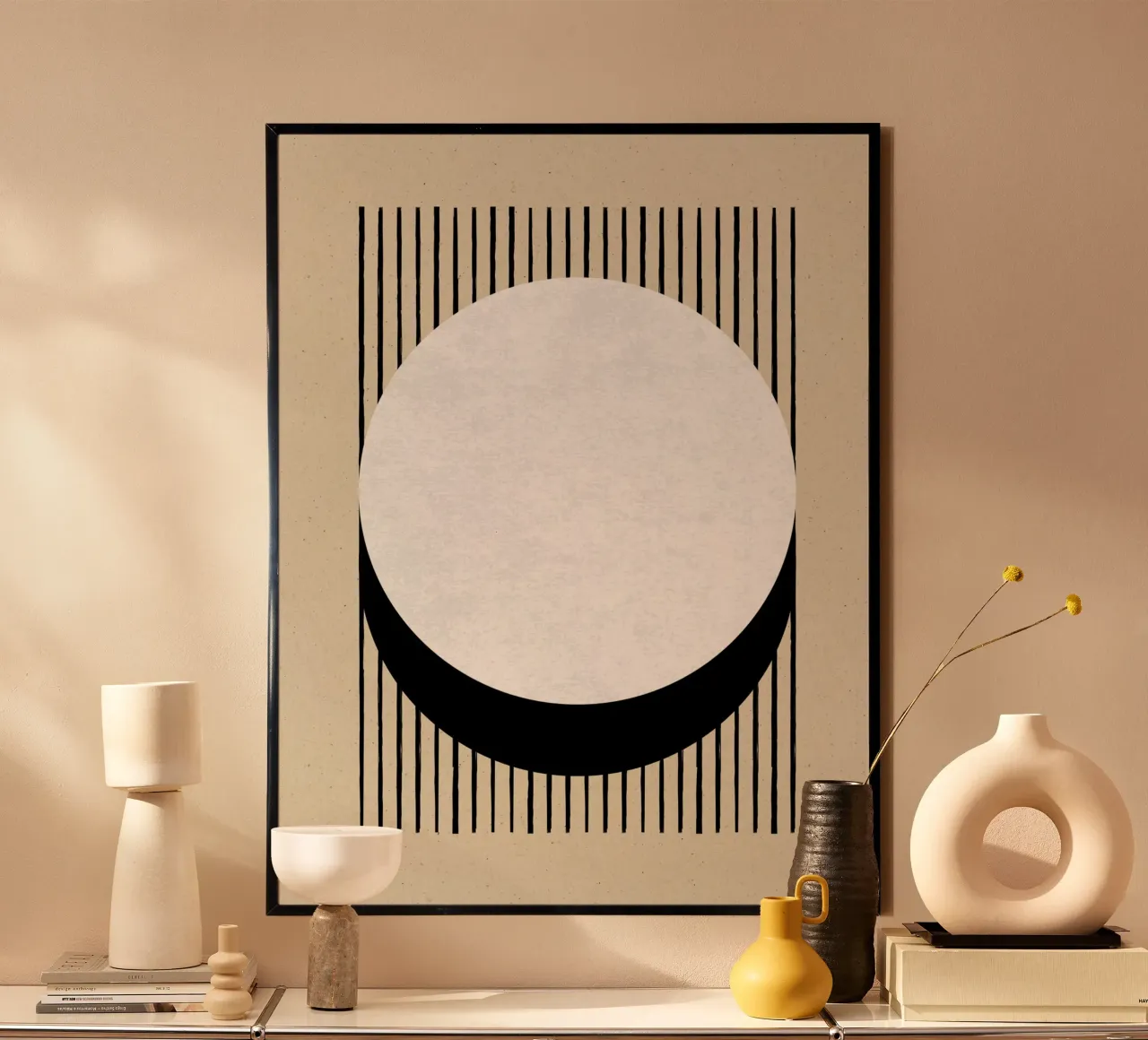 Cerchio a strisce bianche e nere carta hahnemühle da MoonlightPrint