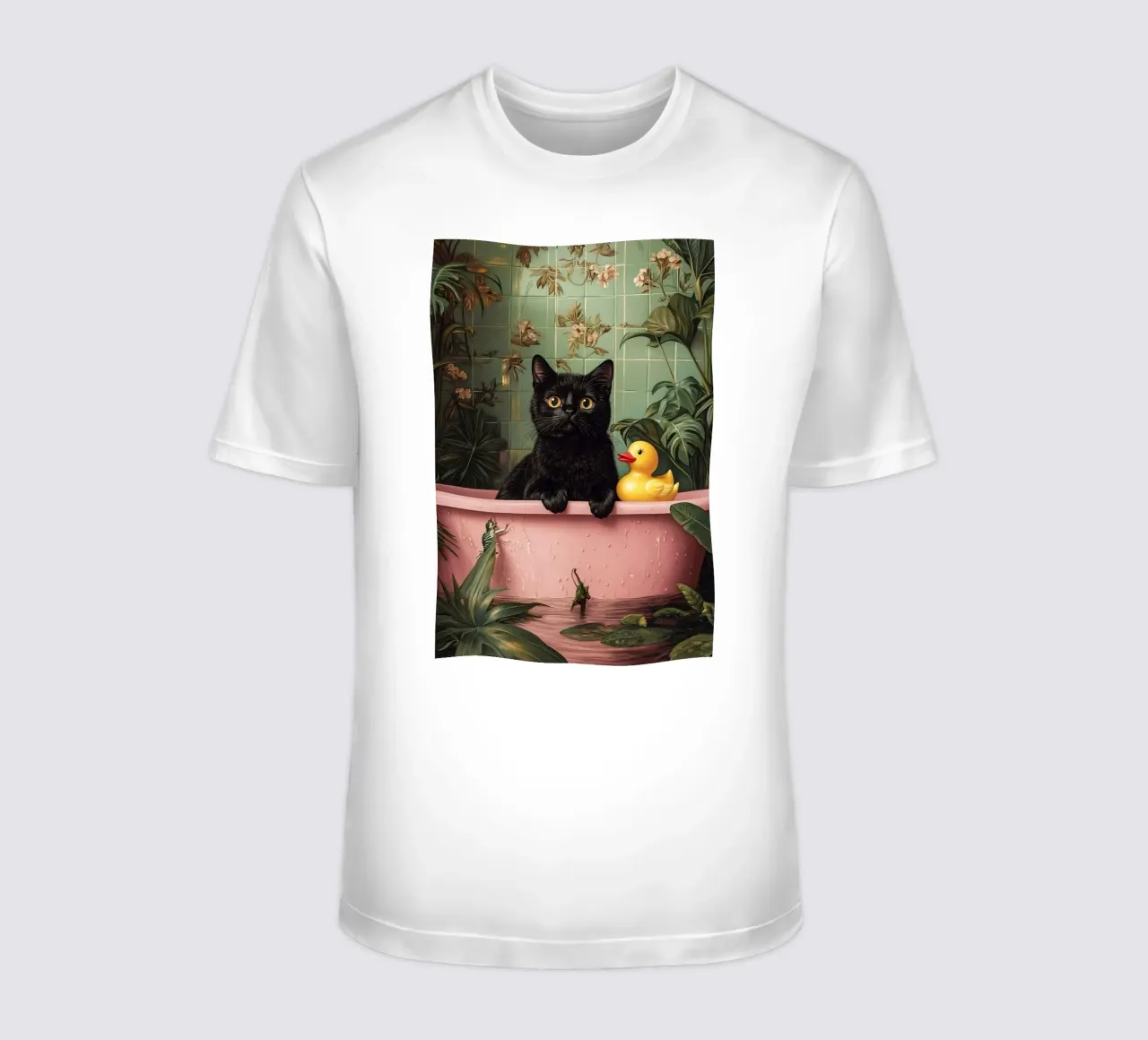 Un gatto che gioca in bagno t-shirt da Betty Shops