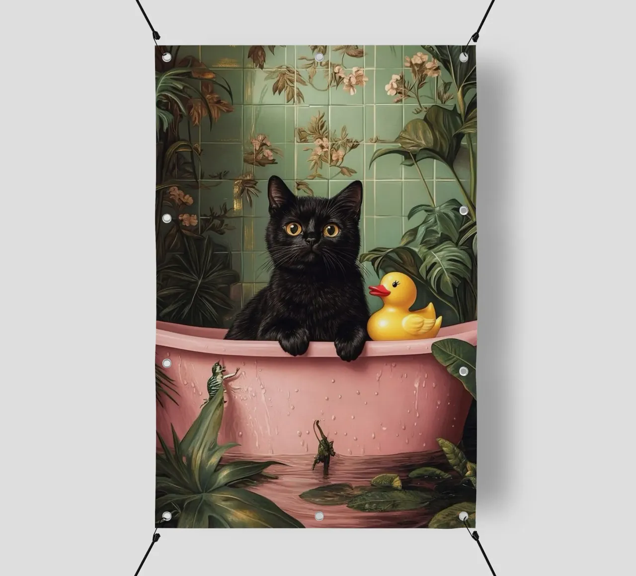 Un gatto che gioca in bagno telo in pvc da Betty Shops