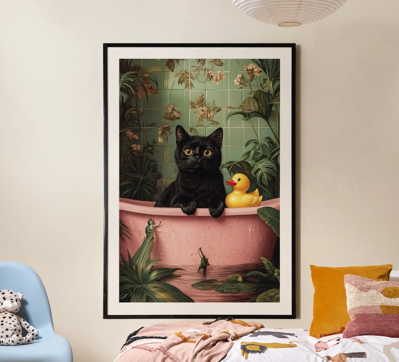 Un gatto che gioca in bagno carta hahnemühle da Betty Shops