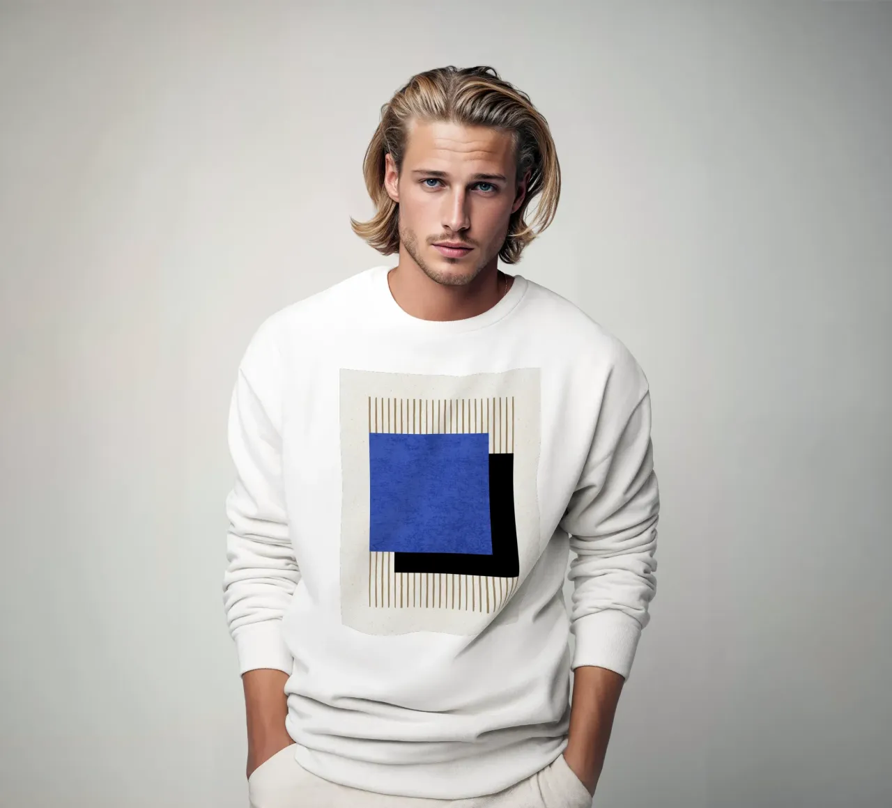 Quadrato a righe blu navy felpa da MoonlightPrint