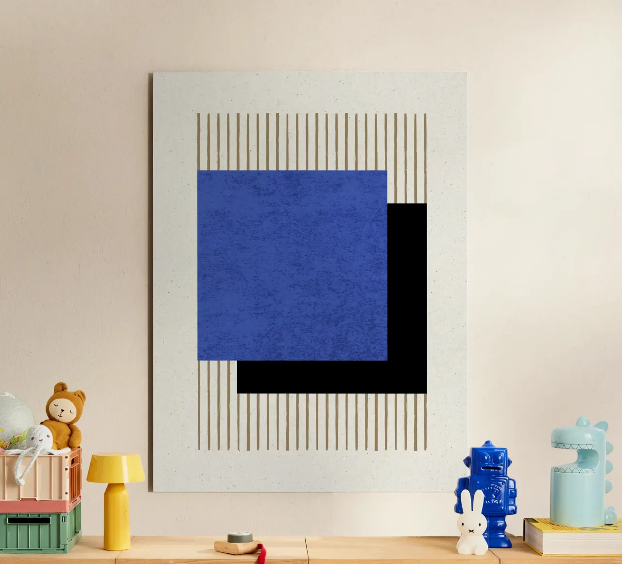 Quadrato a righe blu navy alluminio dibond da MoonlightPrint