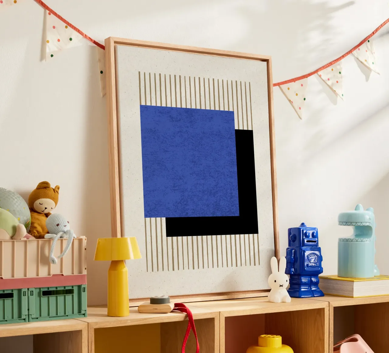 Square Navy Blue Stripes canvas by MoonlightPrint