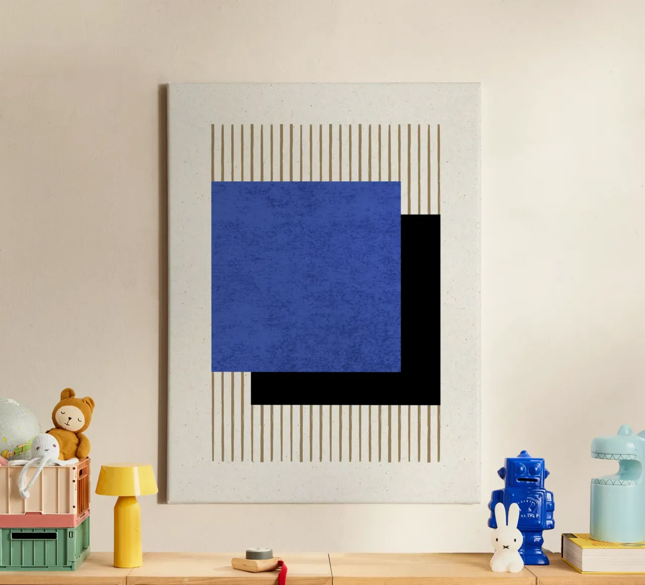 Square Navy Blue Stripes canvas by MoonlightPrint