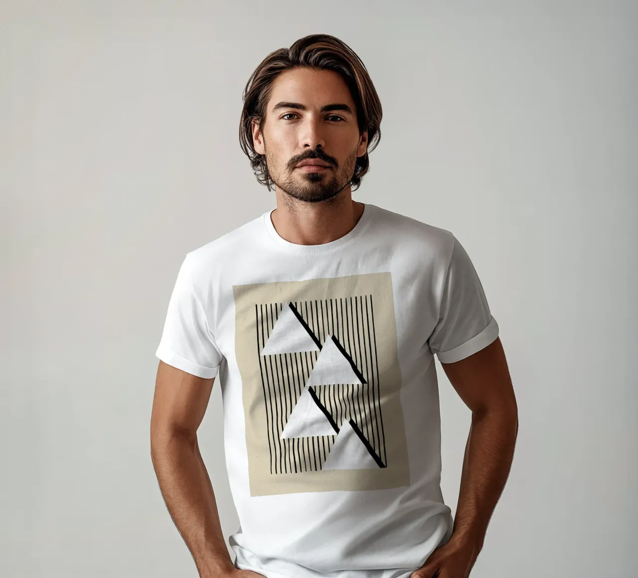 Triangoli a strisce bianche e nere t-shirt da MoonlightPrint