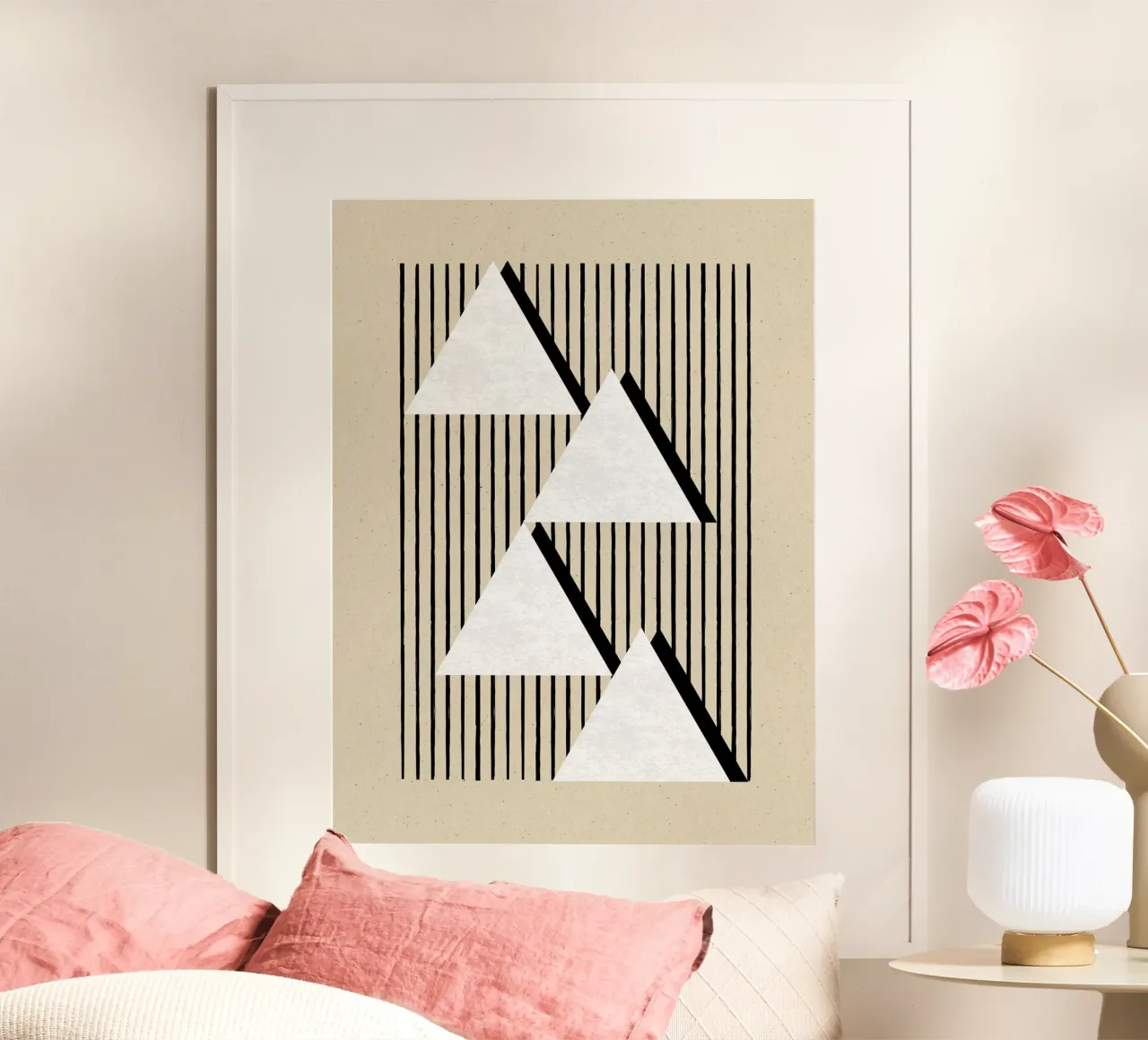 Triangoli a strisce bianche e nere carta hahnemühle da MoonlightPrint