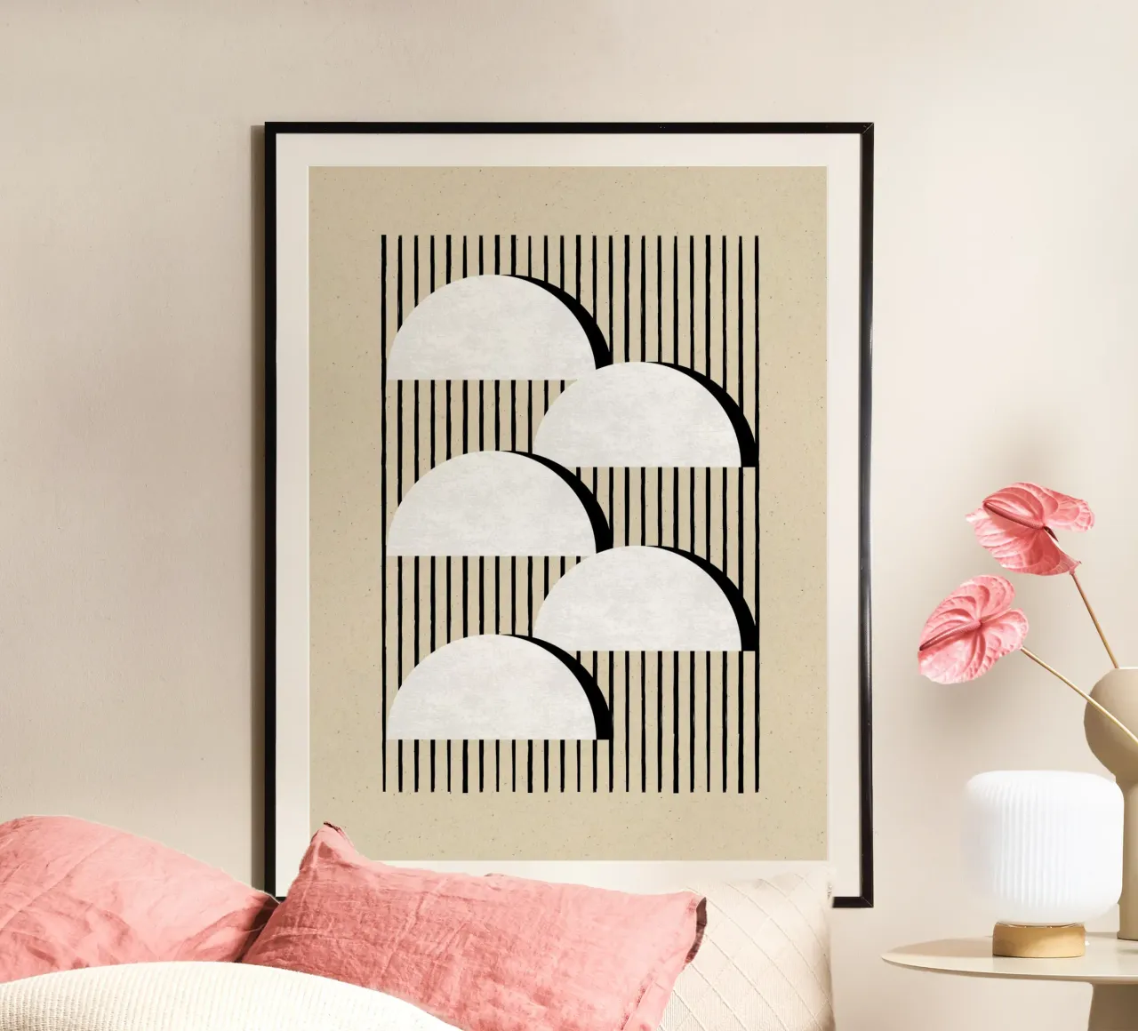 Strisce blu navy a mezzaluna poster con telaio in alluminio da MoonlightPrint