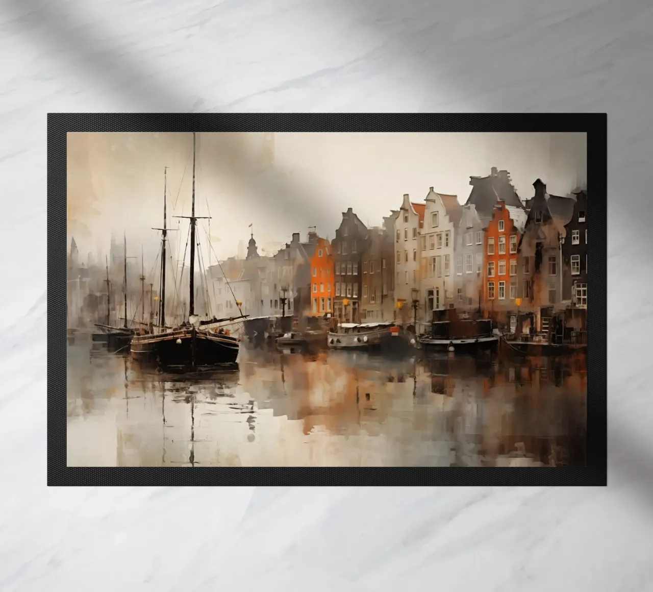 Boats in port doormat by Imagine