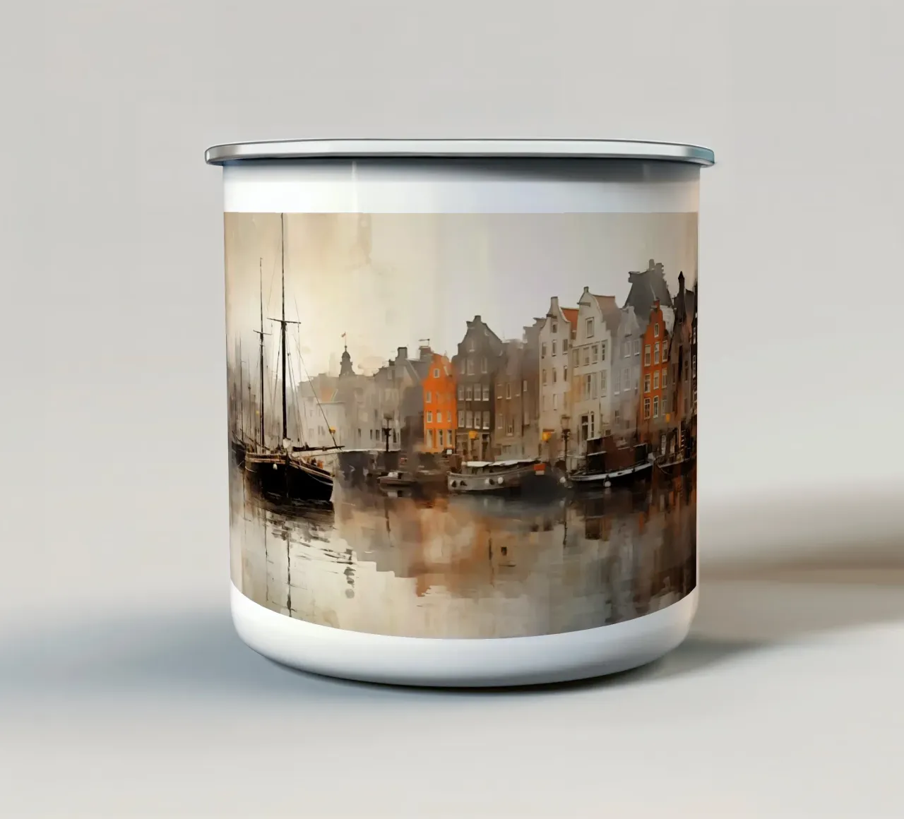 Barche in porto tazza in smalto da Imagine