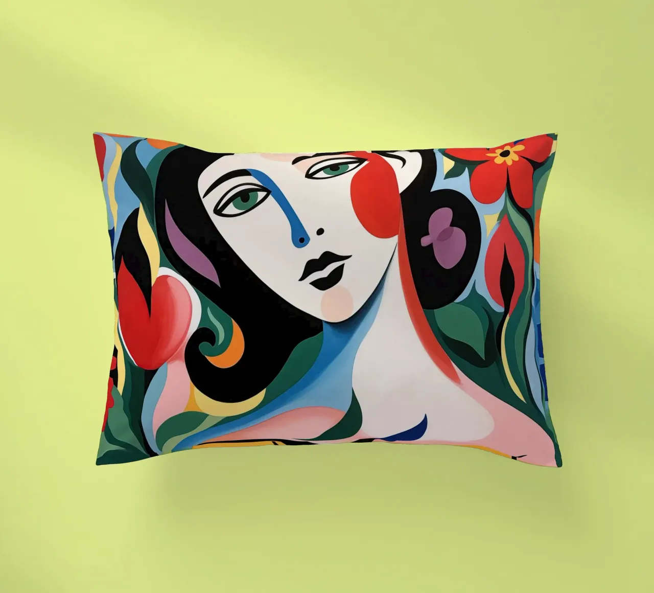 Ritratto femminile in colori allegri cuscino da Imagine