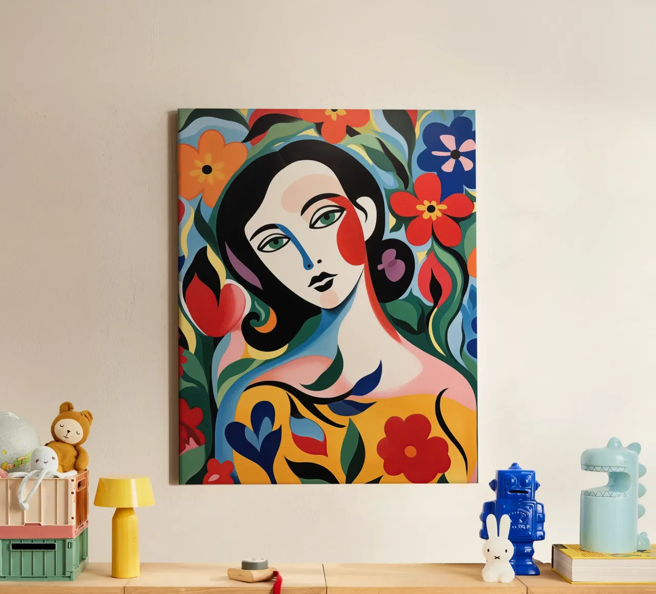 Female portrait in cheerful colours canvas by Imagine