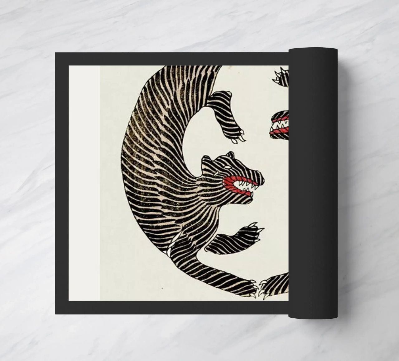 Tomoki - Tigers Woodblock Print zerbino da Vintage by JUNIQE