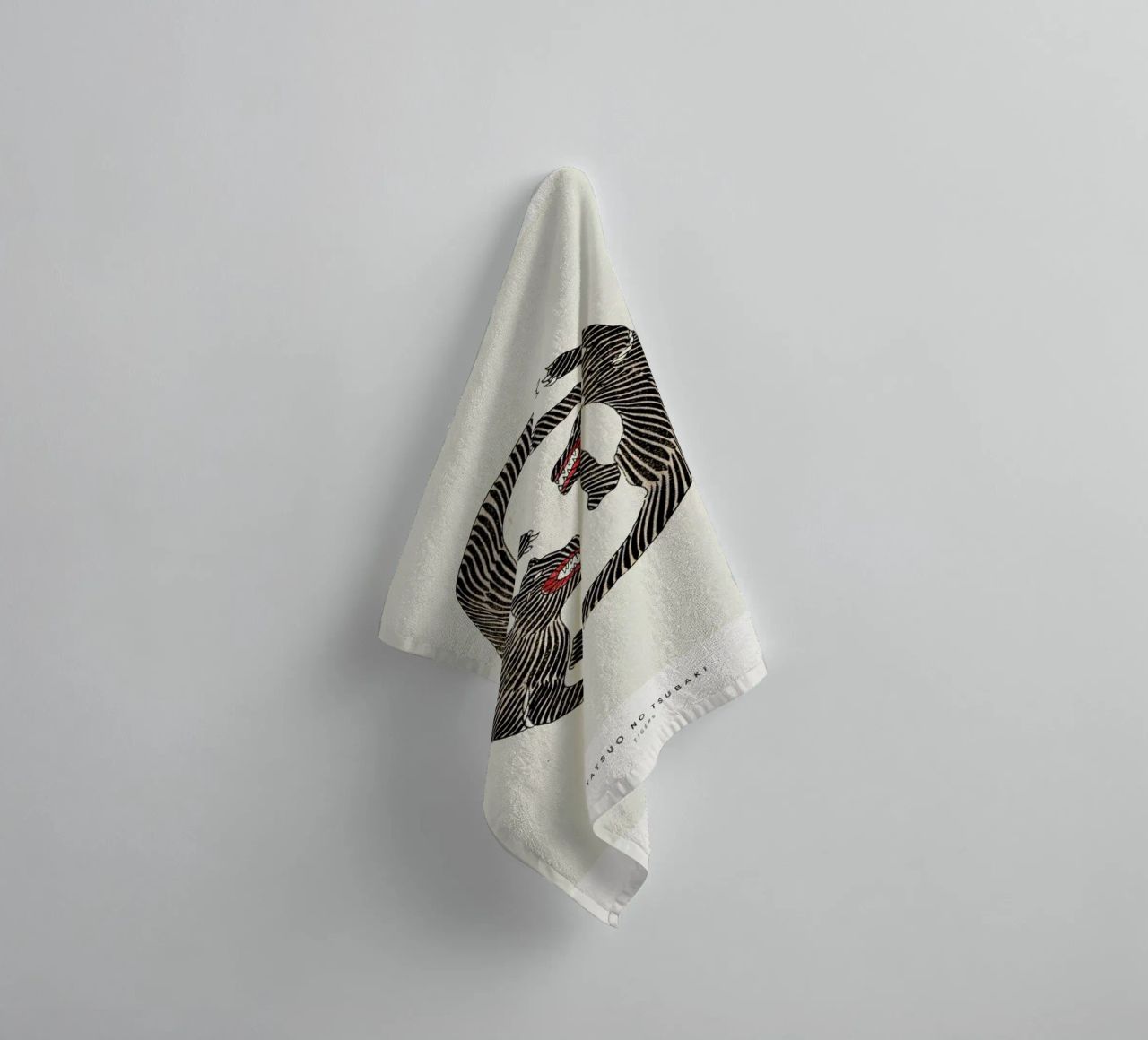 Tomoki - Tigers Woodblock Print towel by Vintage by JUNIQE