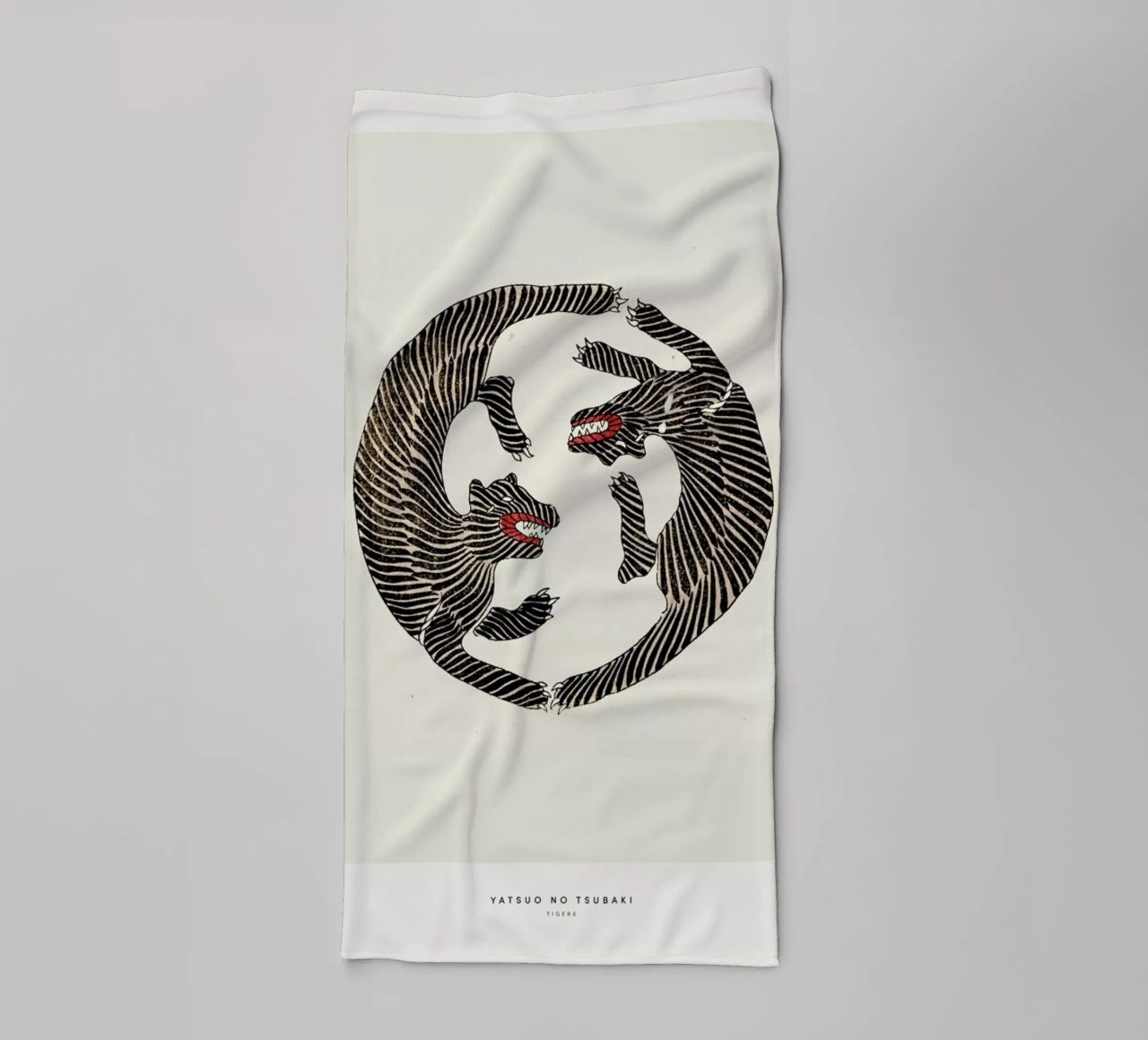 Tomoki - Tigers Woodblock Print towel by Vintage by JUNIQE