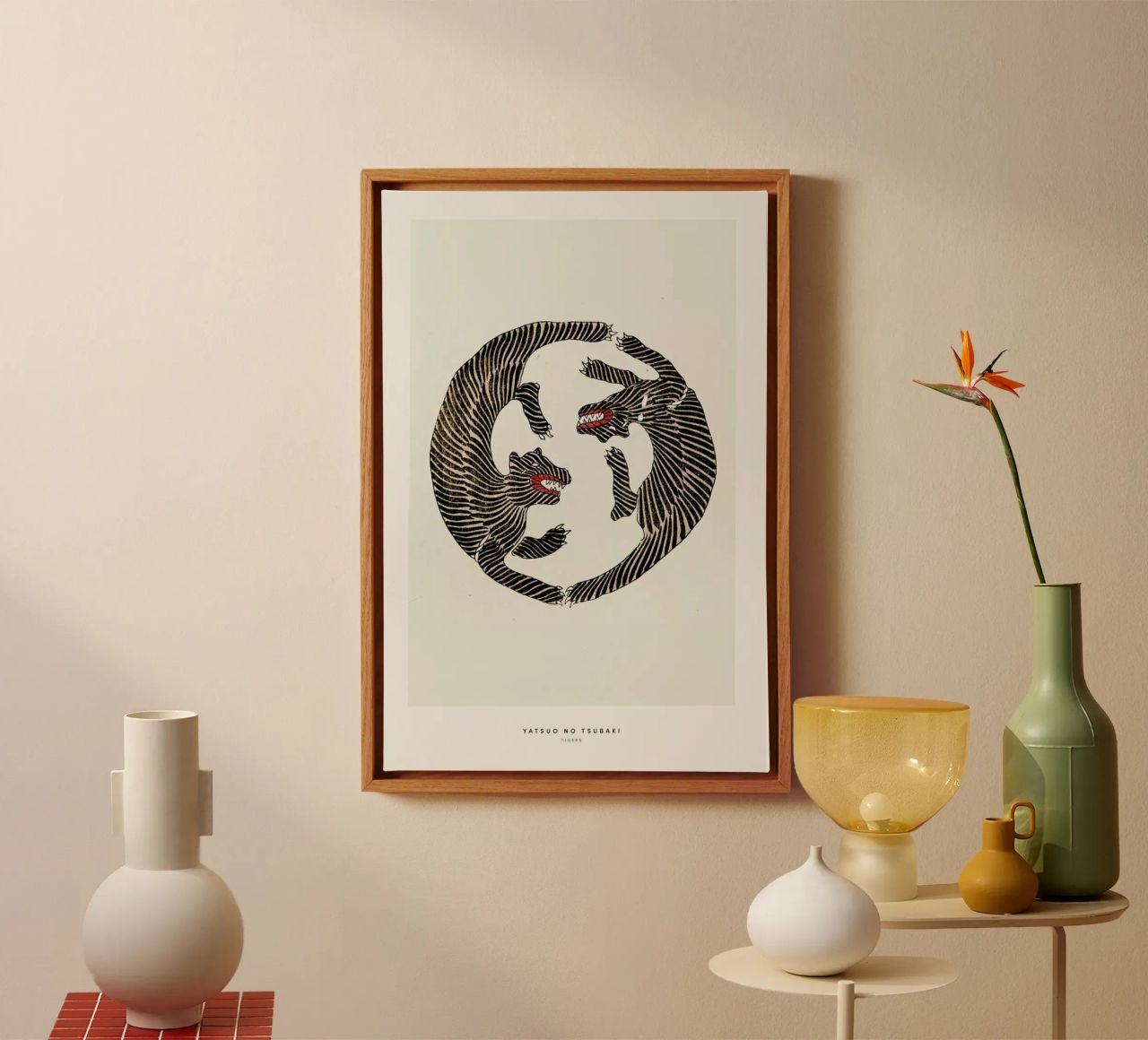 Tomoki - Tigers Woodblock Print canvas by Vintage by JUNIQE