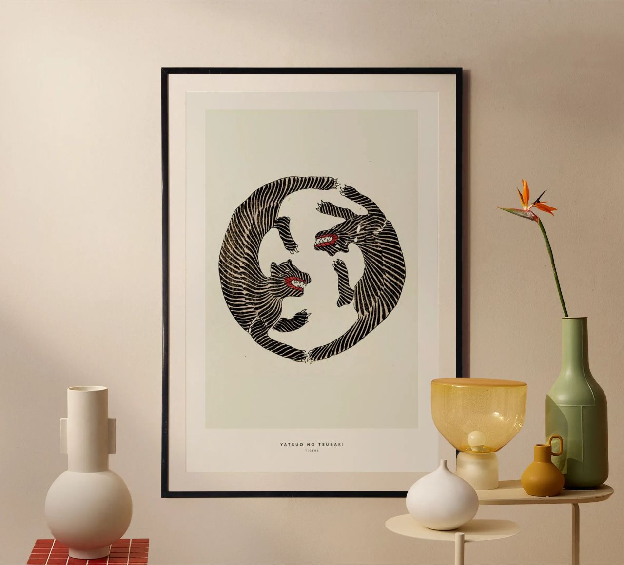 Tomoki - Tigers Woodblock Print poster by Vintage by JUNIQE