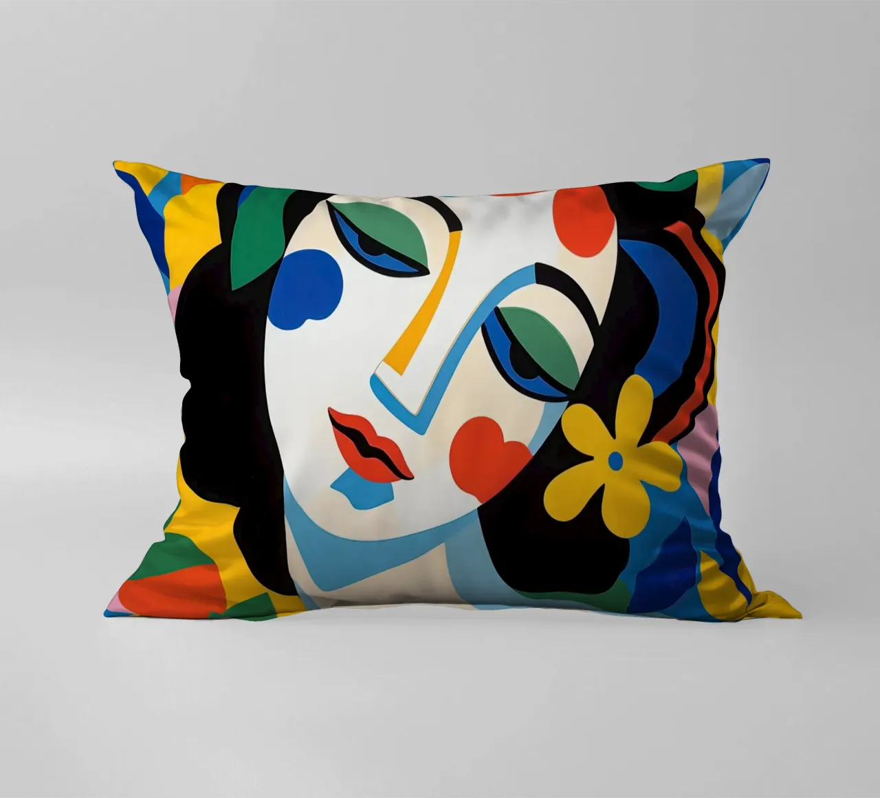 Ritratto femminile in colori allegri cuscino da Imagine