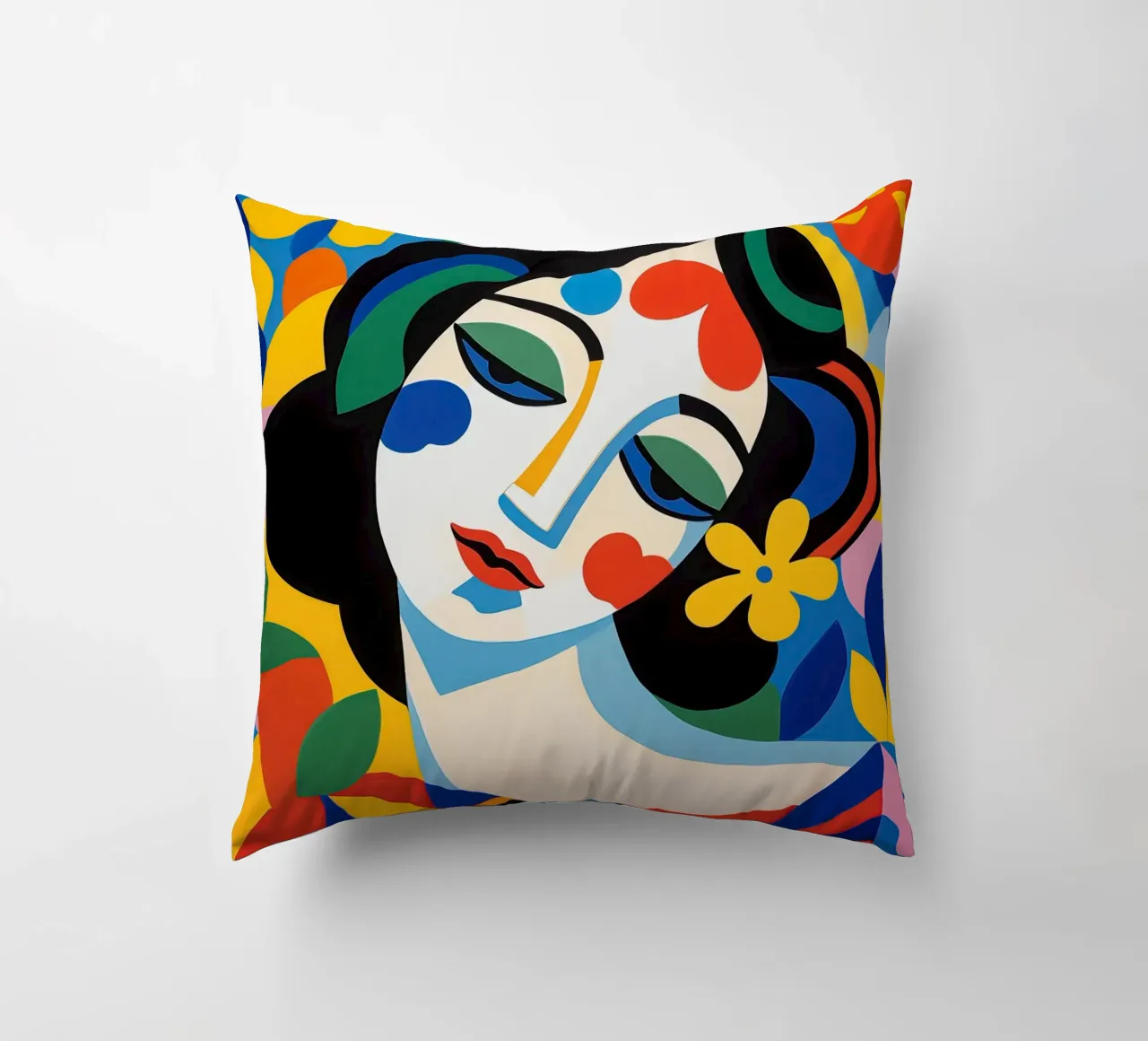 Ritratto femminile in colori allegri cuscino da Imagine