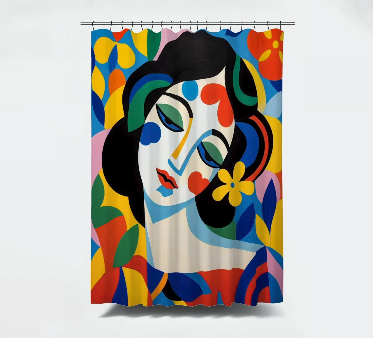 Female portrait in cheerful colours shower curtain by Imagine