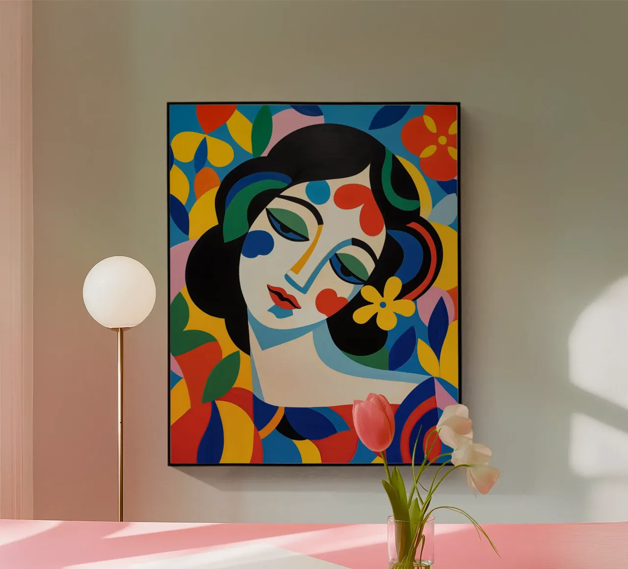 Female portrait in cheerful colours acrylic glass by Imagine