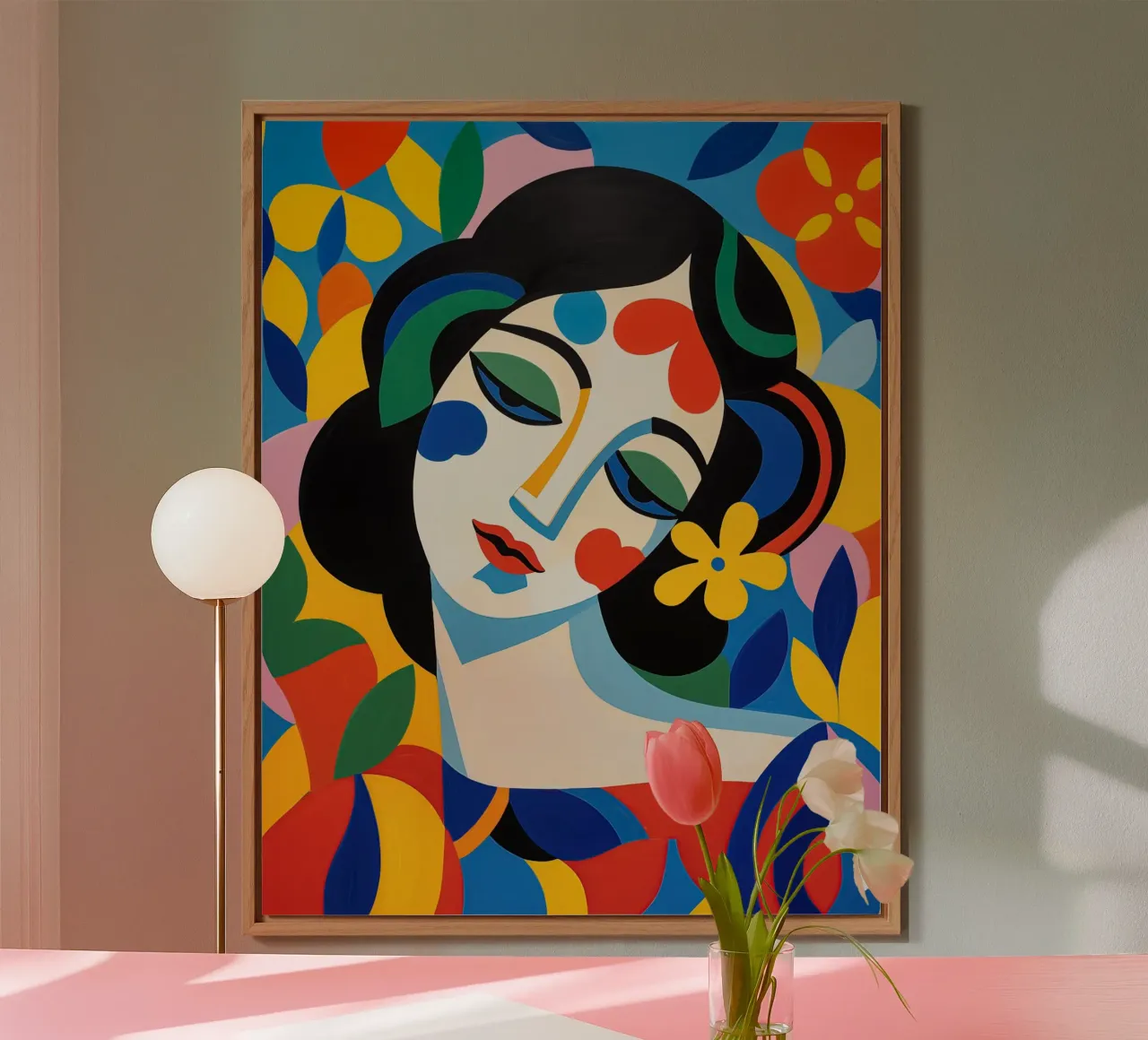 Female portrait in cheerful colours alu-dibond by Imagine