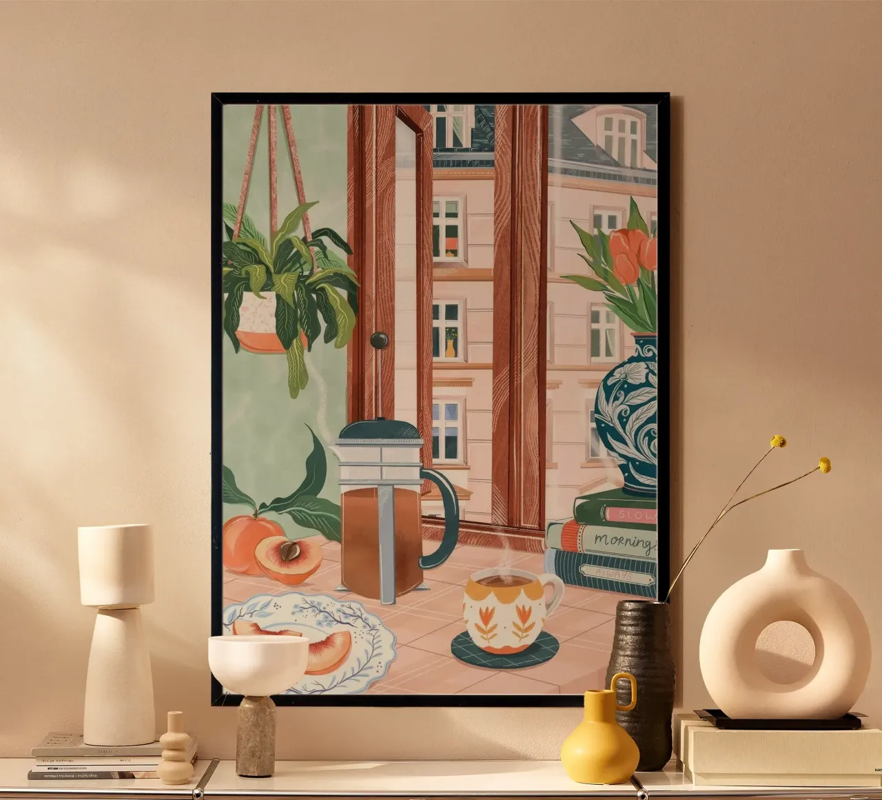 atmosfera mattutina poster con telaio in legno da Luke Yaeger