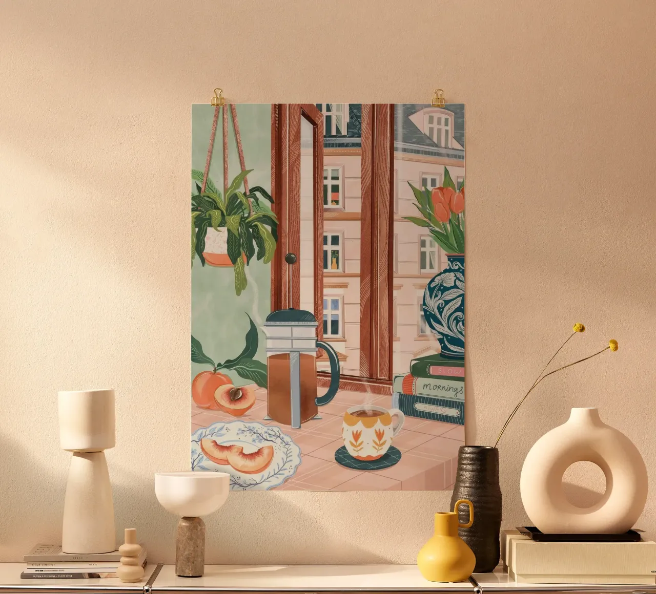 atmosfera mattutina poster con telaio in legno da Luke Yaeger
