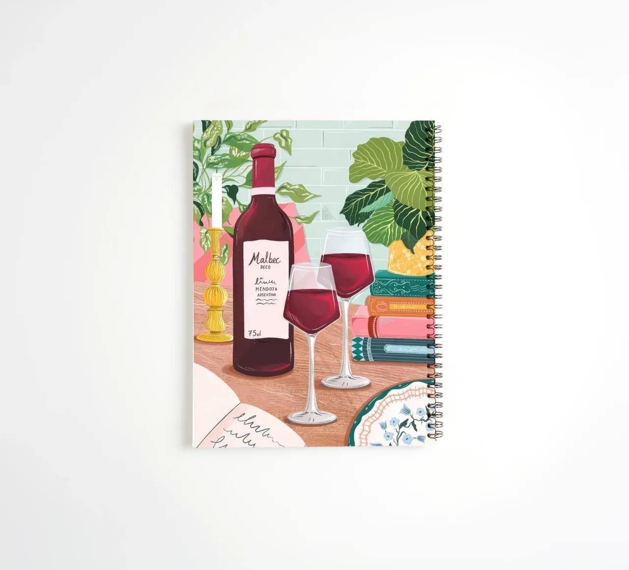 botella de vino cuaderno de espiral de Luke Yaeger