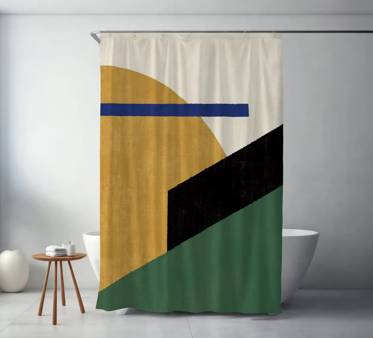 Geometrischer Compo 1 Filet Querformat - Gold Grün Duschvorhang von MoonlightPrint