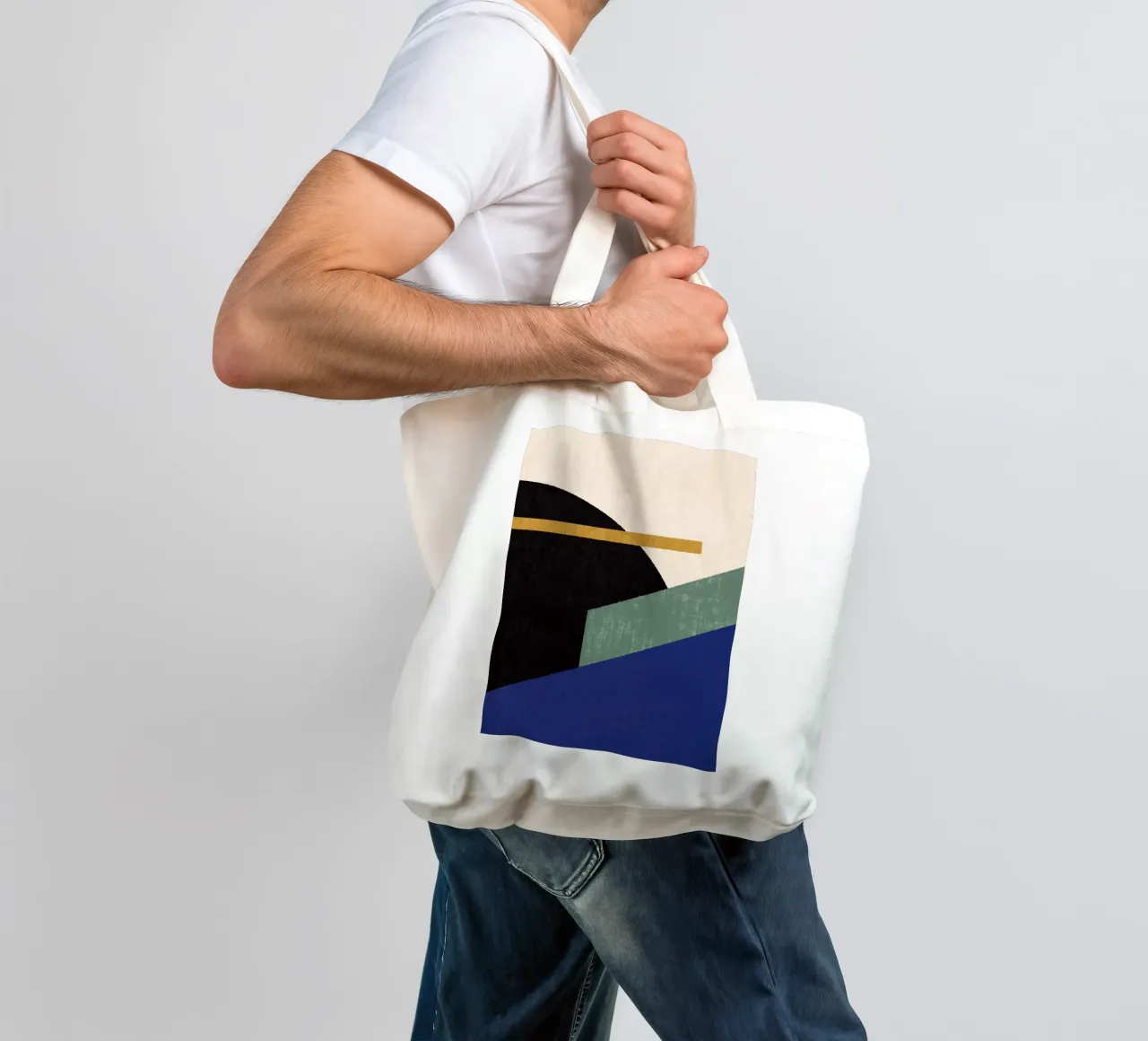 Compo Geometrico 1 Filetto Paesaggio - Blu Verde borsa in juta da MoonlightPrint