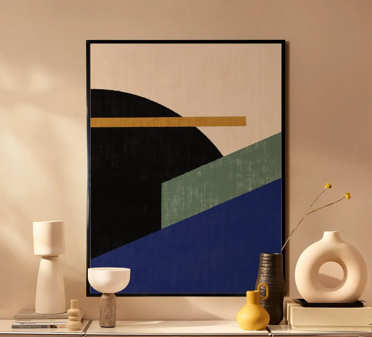 Compo Géométrique 1 Filet Paysage - Bleu Vert poster de MoonlightPrint