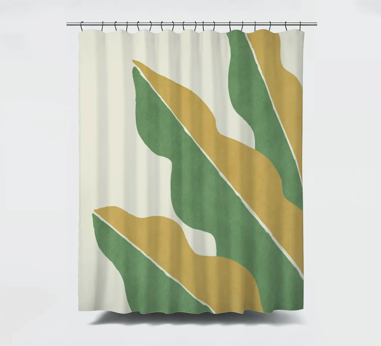 Color Block Abstract Leaf - Gold Green shower curtain by MoonlightPrint