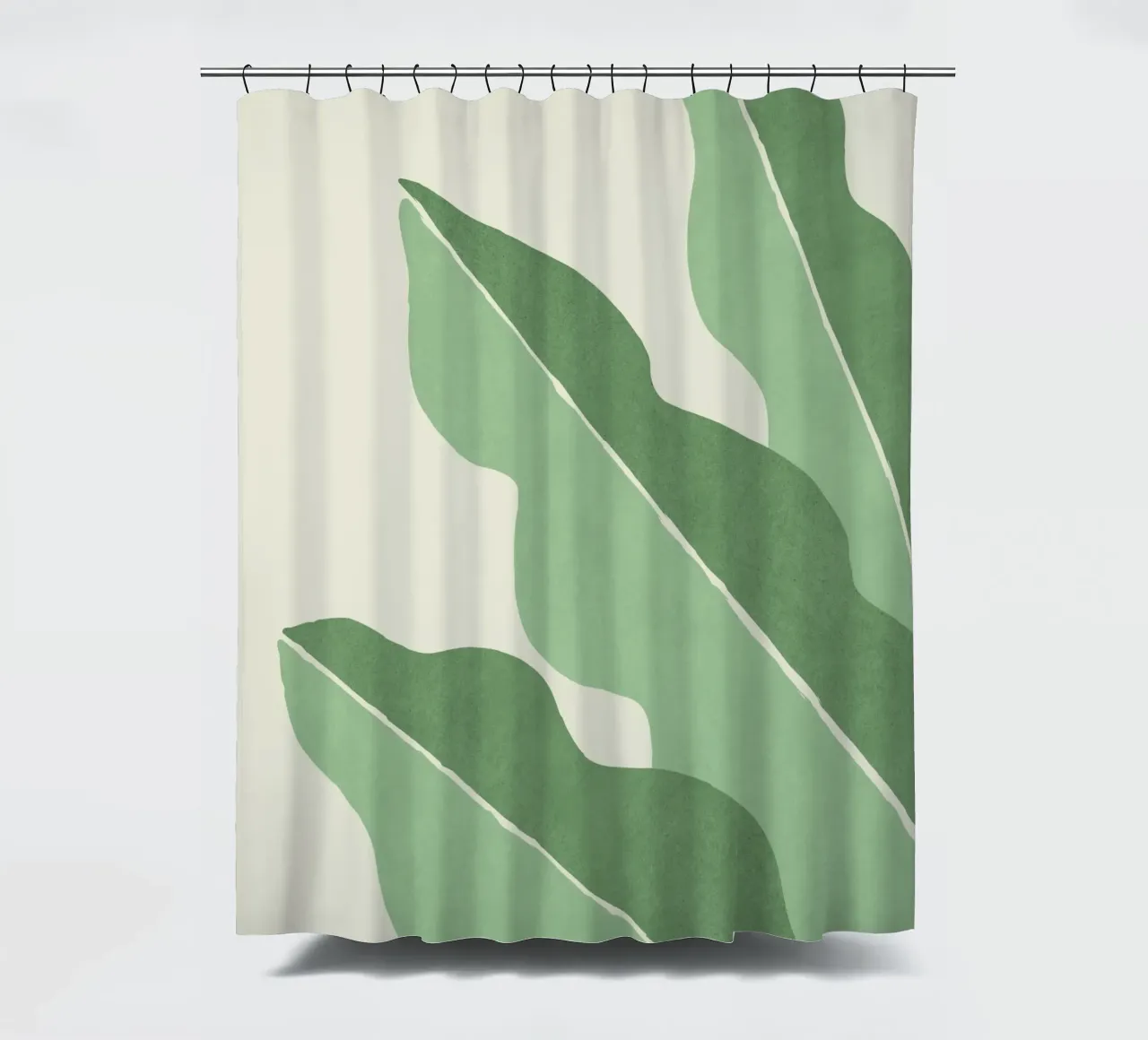 Color Block Abstract Leaf - Green shower curtain by MoonlightPrint