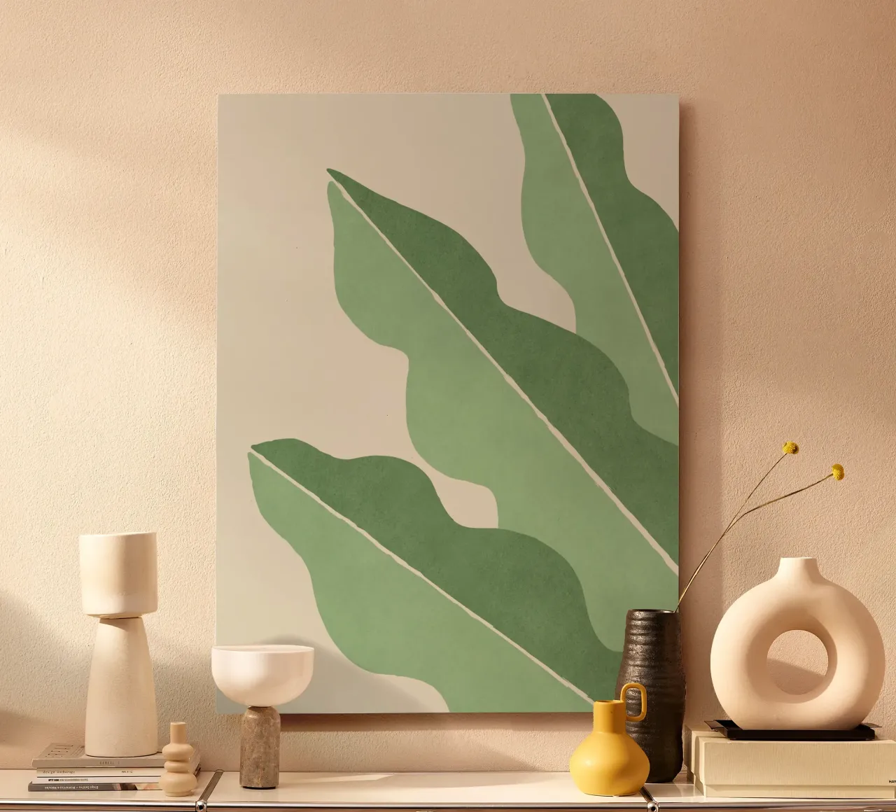 Feuille abstraite Color Block - Vert alu dibond de MoonlightPrint