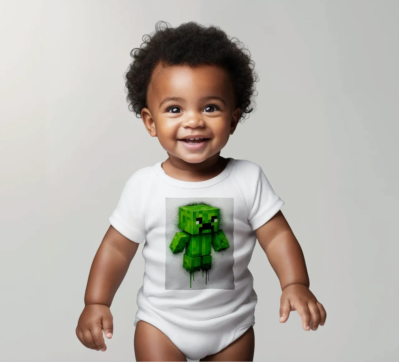 creeper Minecraft body neonato maniche corte da FreeArtStudio