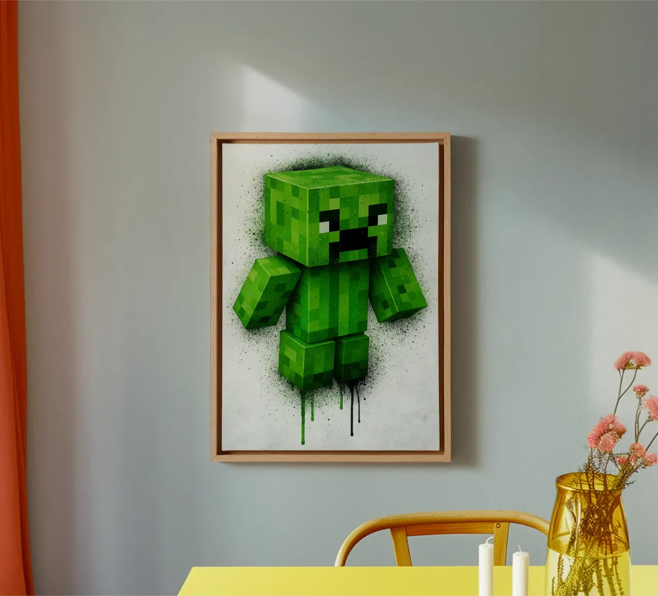 creeper Minecraft tela con Cornice a cassetta da FreeArtStudio