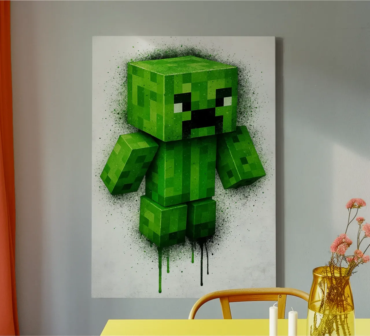 creeper Minecraft tela con Cornice a cassetta da FreeArtStudio
