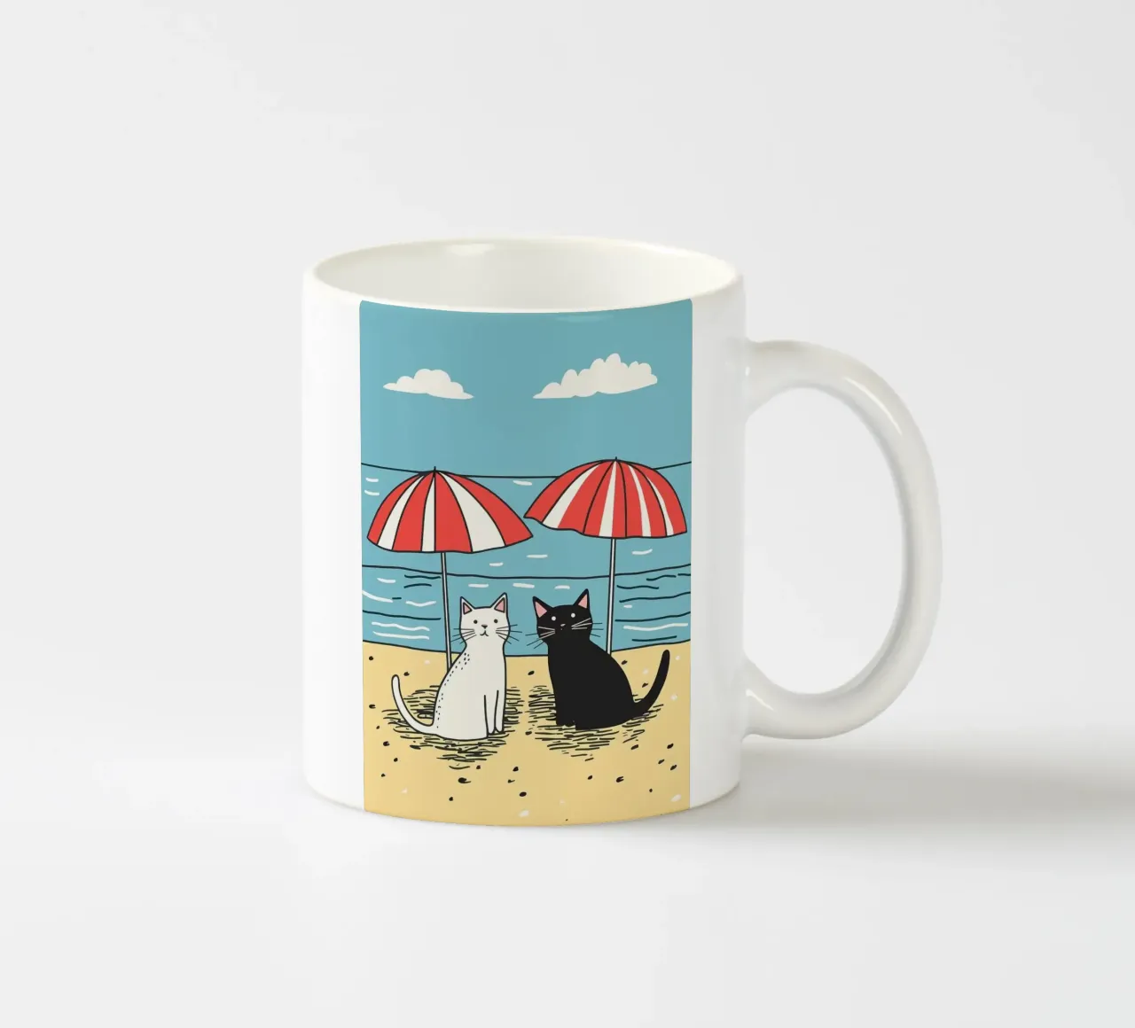 spiaggia dei gatti tazza in ceramica da Luke Yaeger