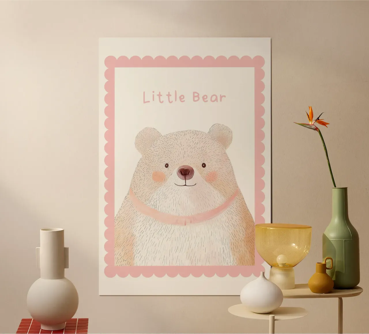 Stampa di un orso carino per la cameretta poster con telaio in plastica da Little Lola
