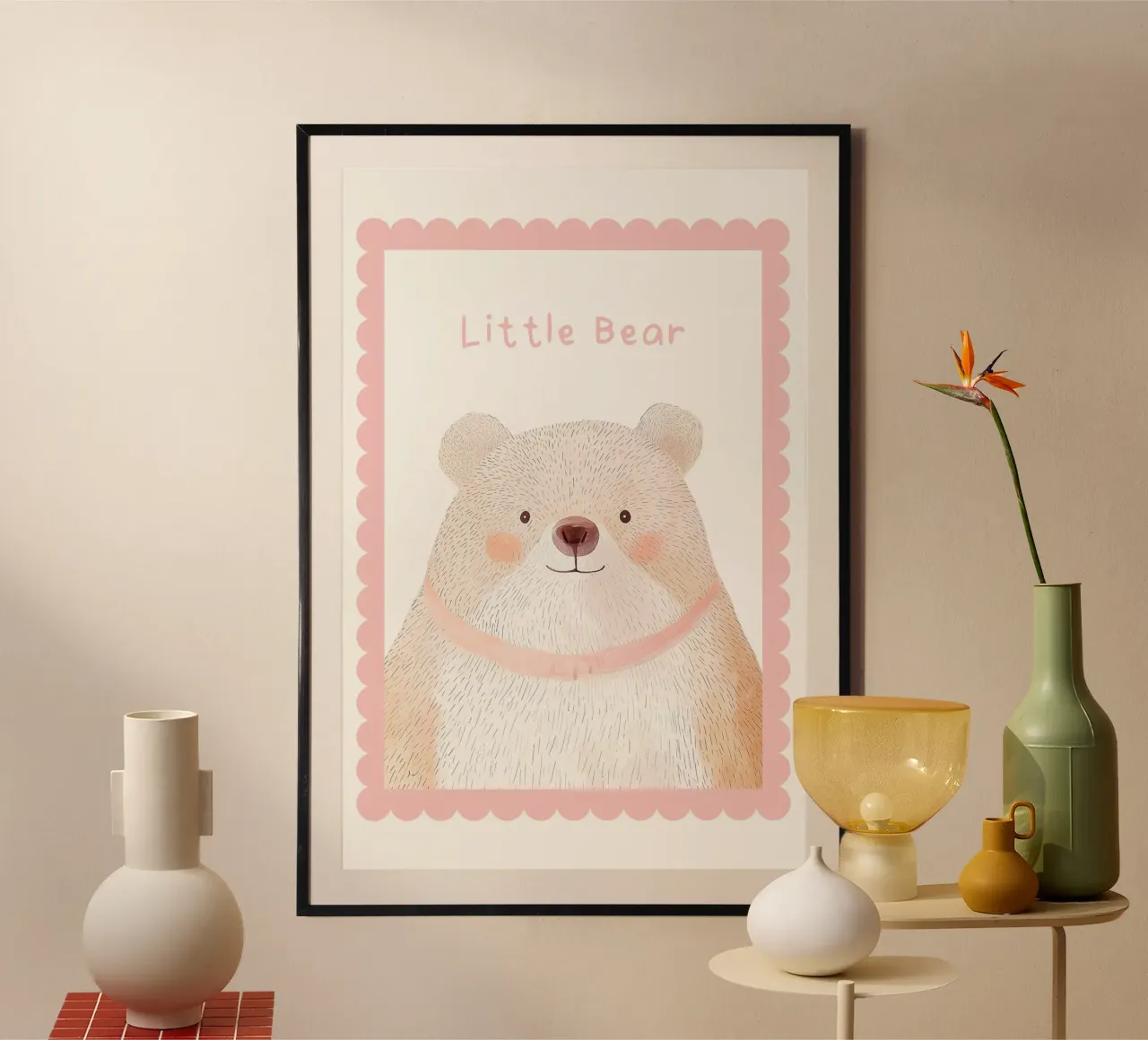 Stampa di un orso carino per la cameretta poster con telaio in plastica da Little Lola