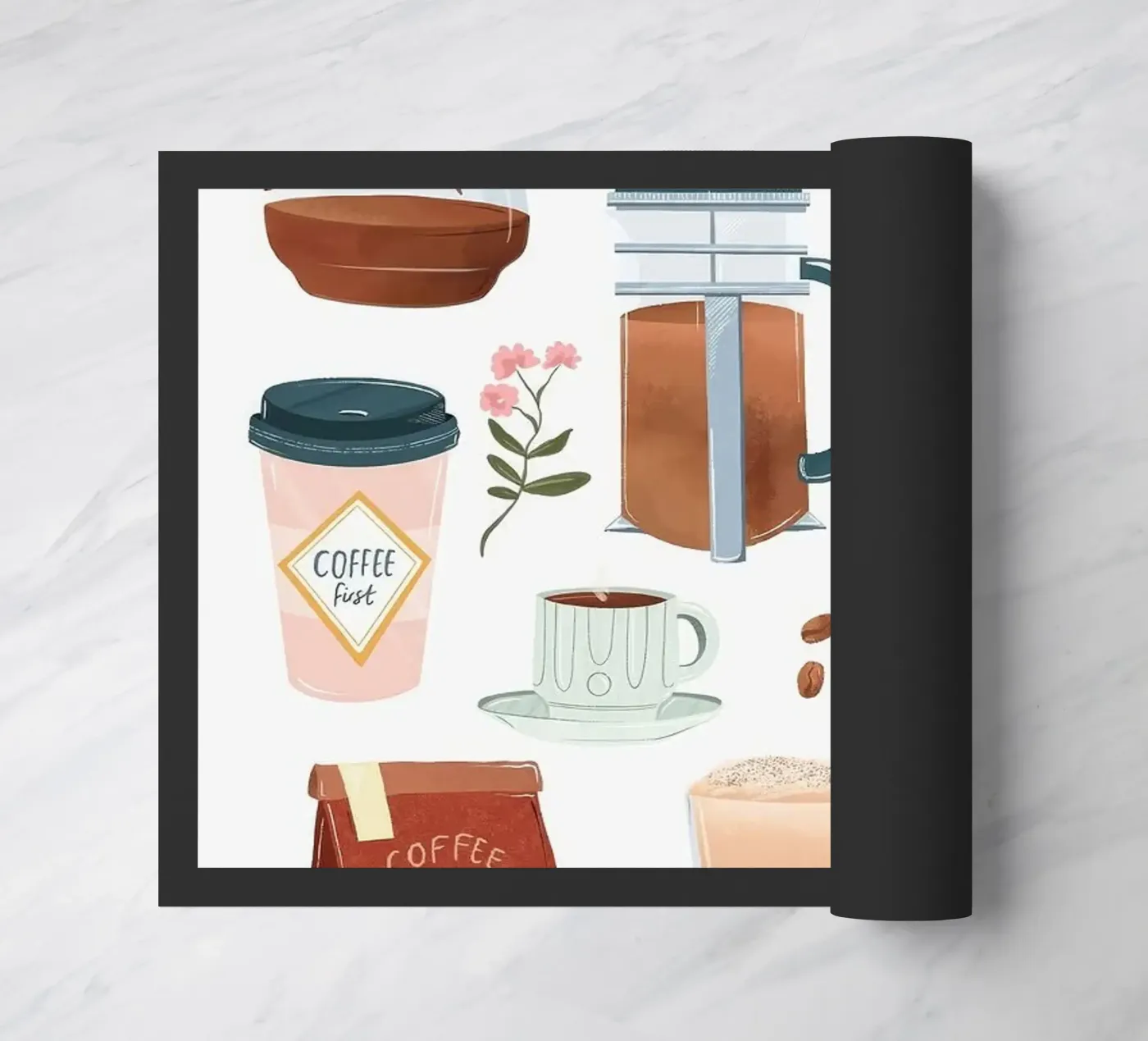 coffee set doormat by Luke Yaeger